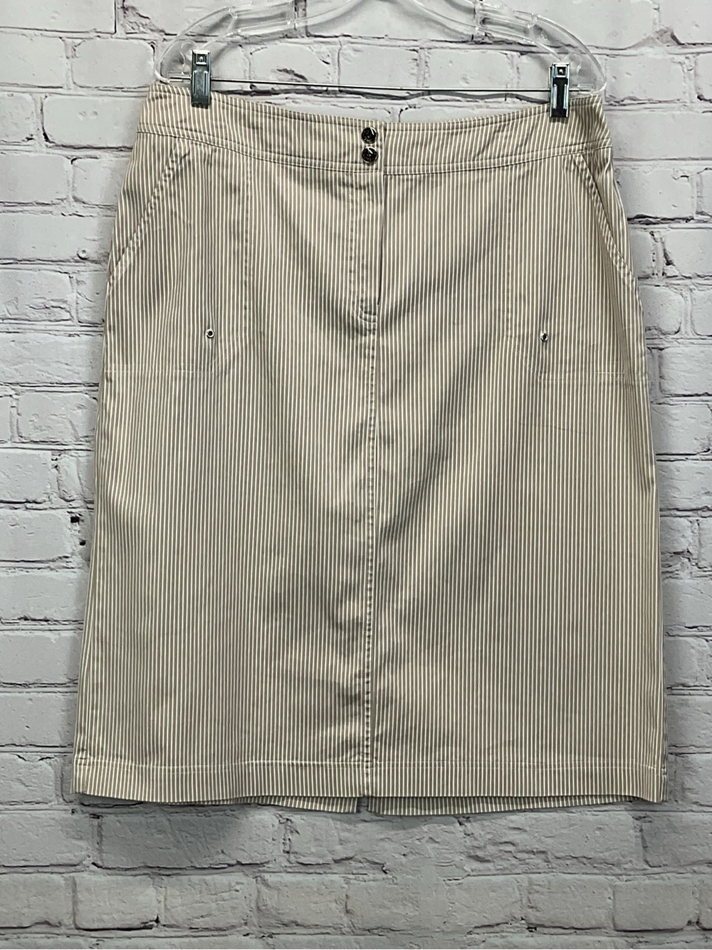 Company Collection Skirt Women's Size 14 Tan/White Pin Stripe Business Casual
